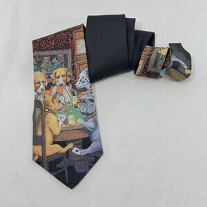 Vintage Ralph Marlin Tie Dog Playing Poker Cards Casino Coolidge Painting Funny